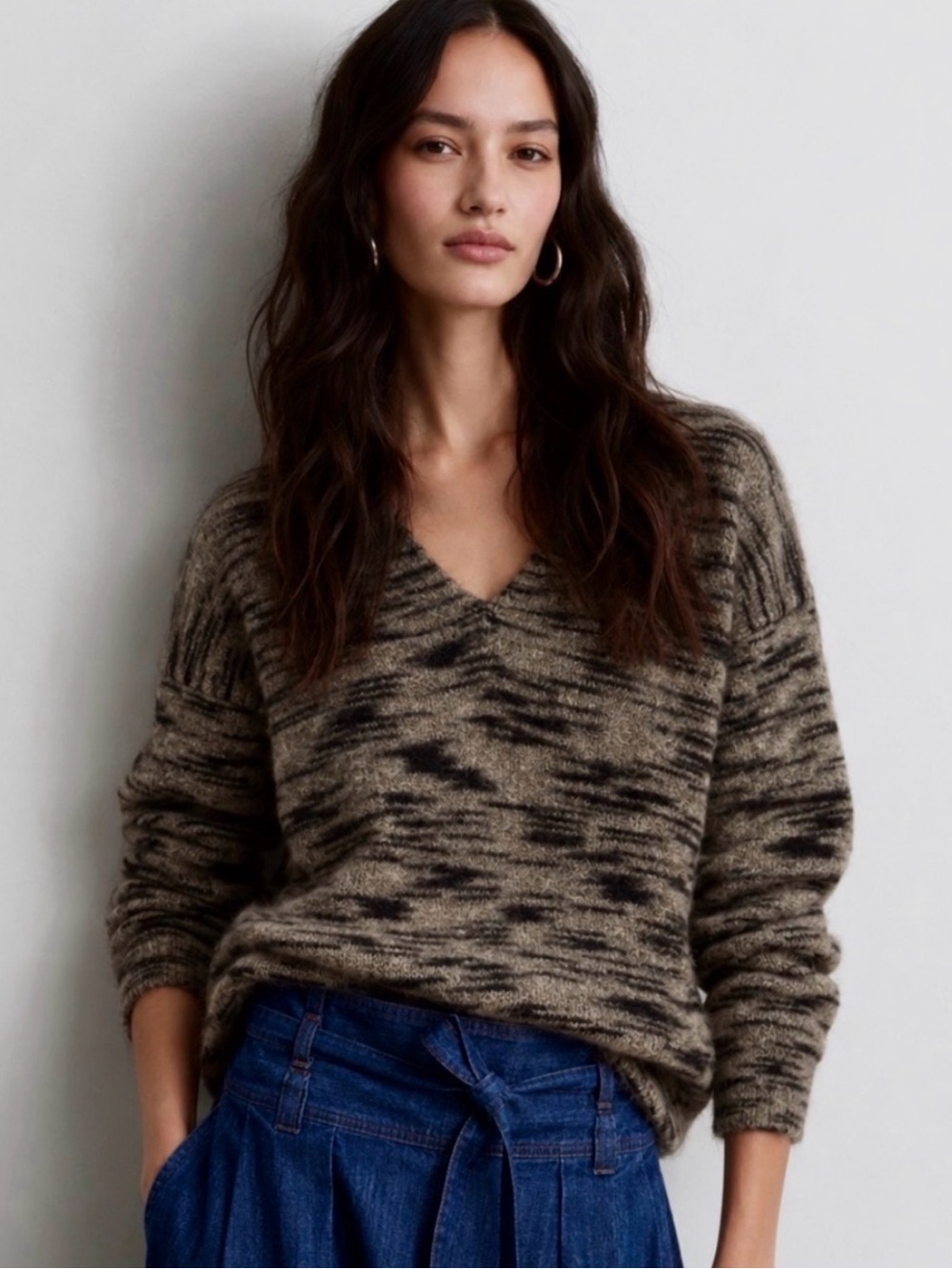 Massimo Dutti Alpaca Wool Oversized Abstract Animal Print Sweater XS